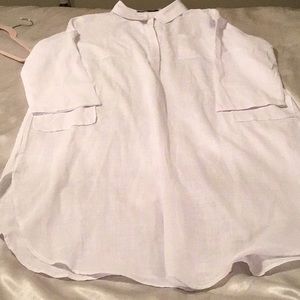 White Long Button-down 2 Pocket Shirt Dress